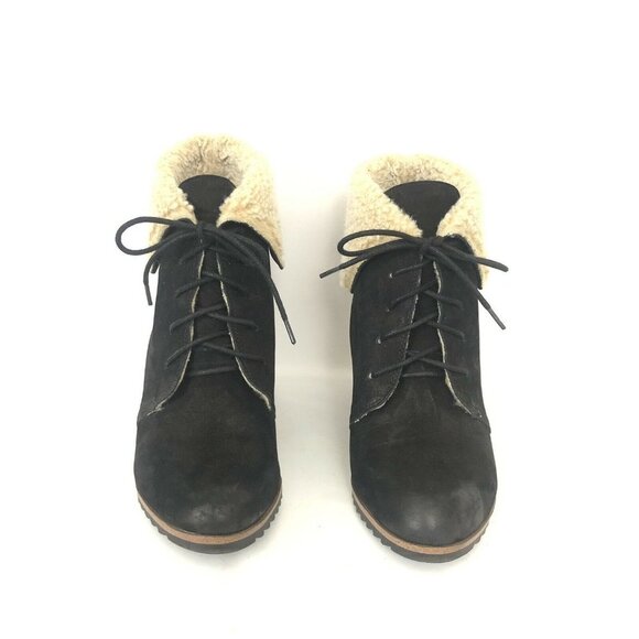 Caslon Womens Eu 39 US 8.5 Black Gaby Faux Shearling Lace-Up Ankle Boots - Picture 2 of 6